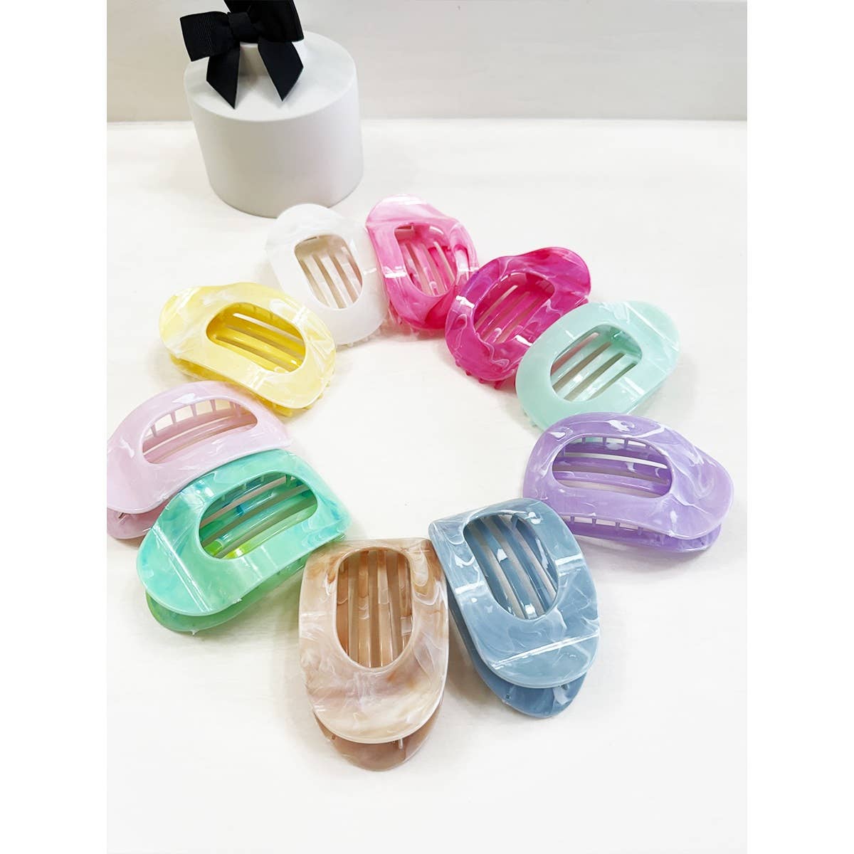 Marbled Flat Hair Claw Clips
