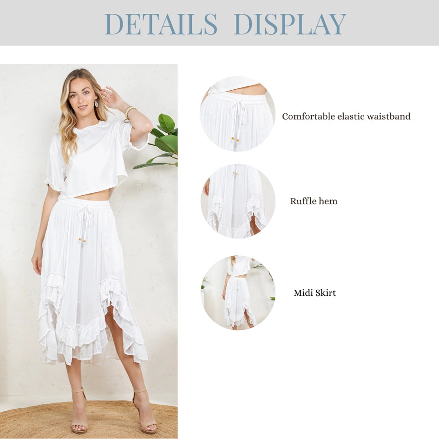 Rustic Bohemian: Asymmetrical Embroidered Midi Skirt