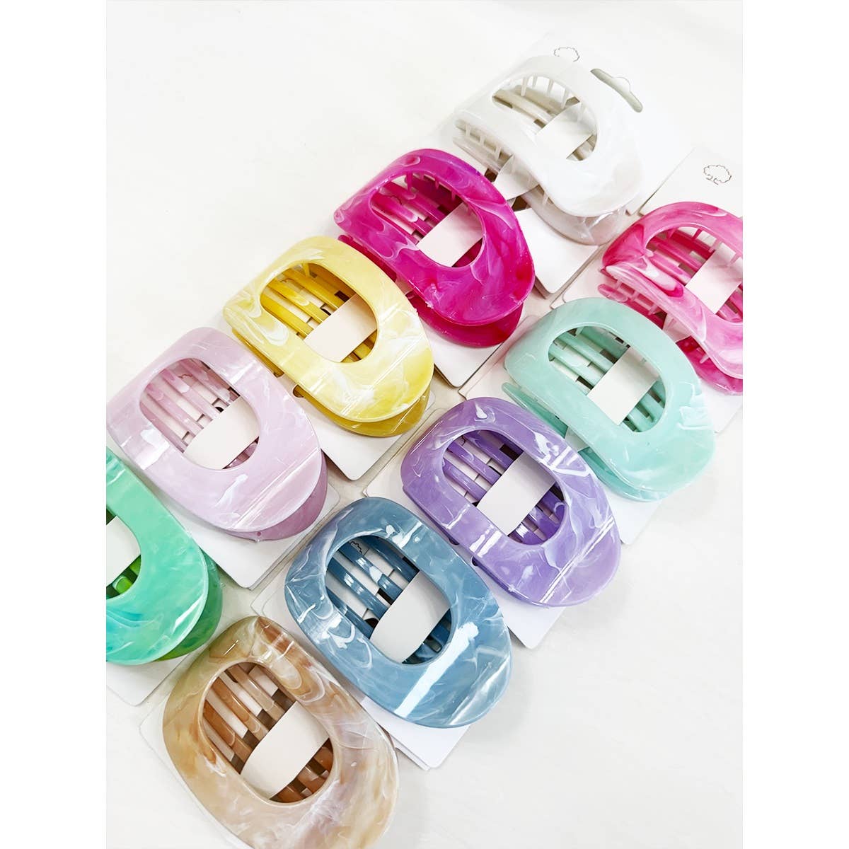 Marbled Flat Hair Claw Clips