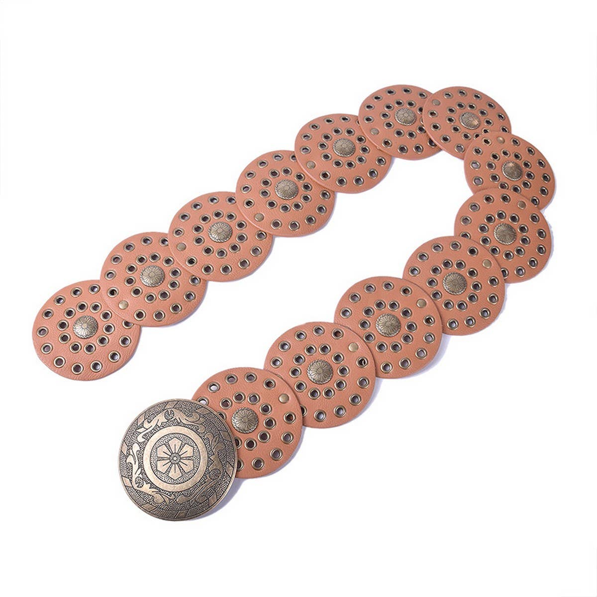 RETRO FASHION RIVET EYELET DISC BELT