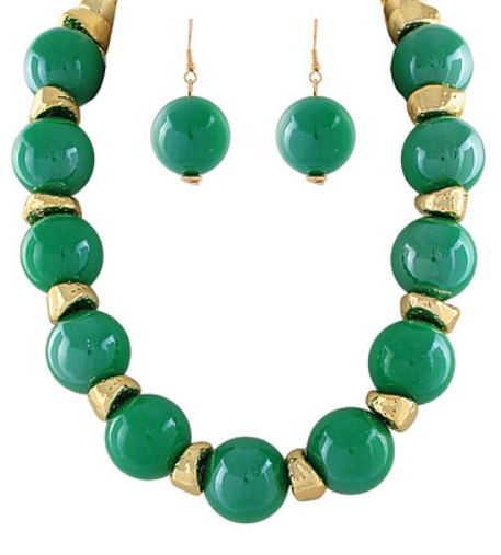 30mm Ball & Metal Nugget Necklace and Earrings