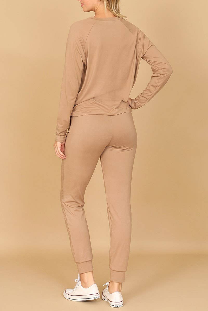 LONG SLEEVE TOP AND JOGGERS SET WITH SELF TIE