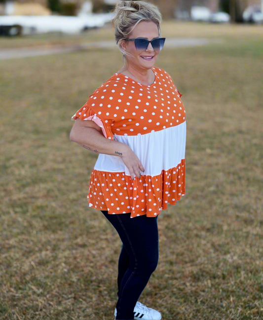 Orange Polka Dot Game Day Shirt