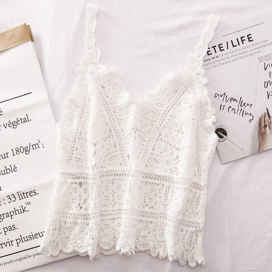 Women's Sleeveless Layering Crochet Lace Tank Top Vest