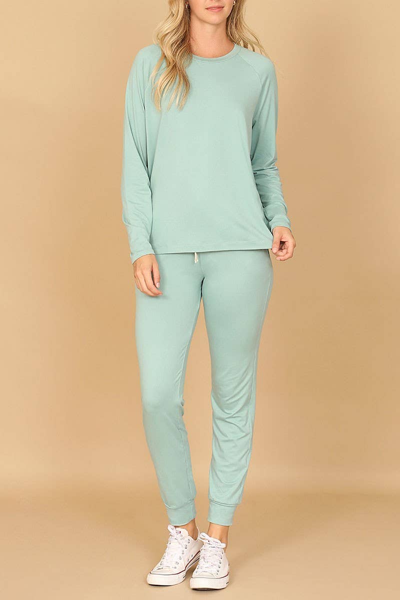 LONG SLEEVE TOP AND JOGGERS SET WITH SELF TIE