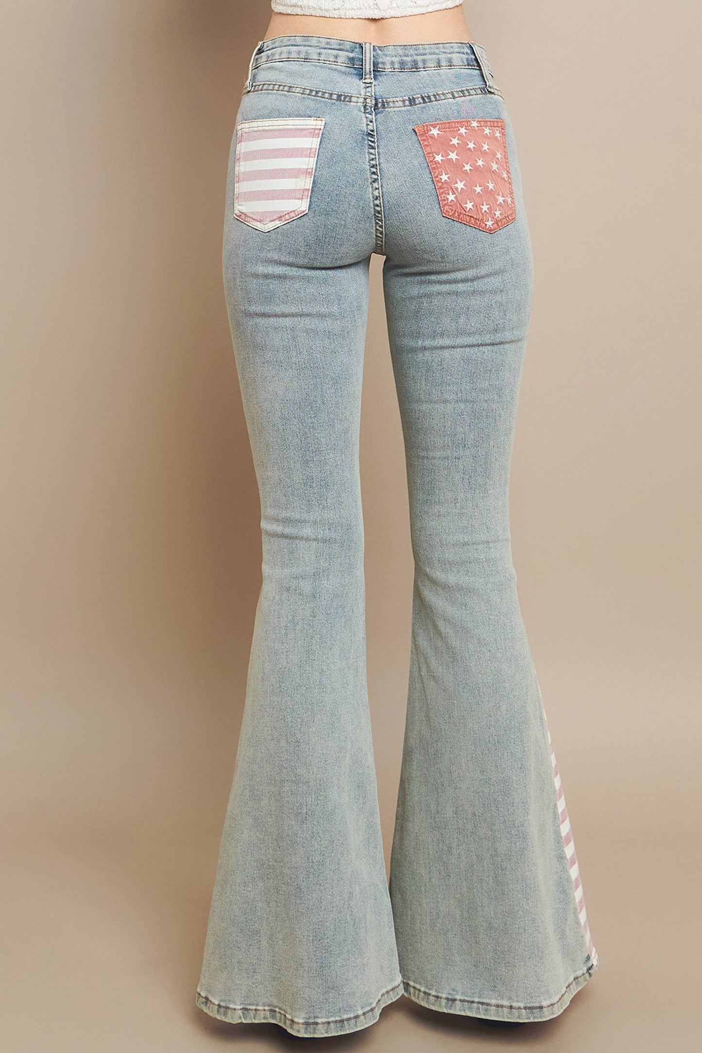 4TH OF JULY BOHO PATRIOT FLAG BELLBOTTOM JEANS
