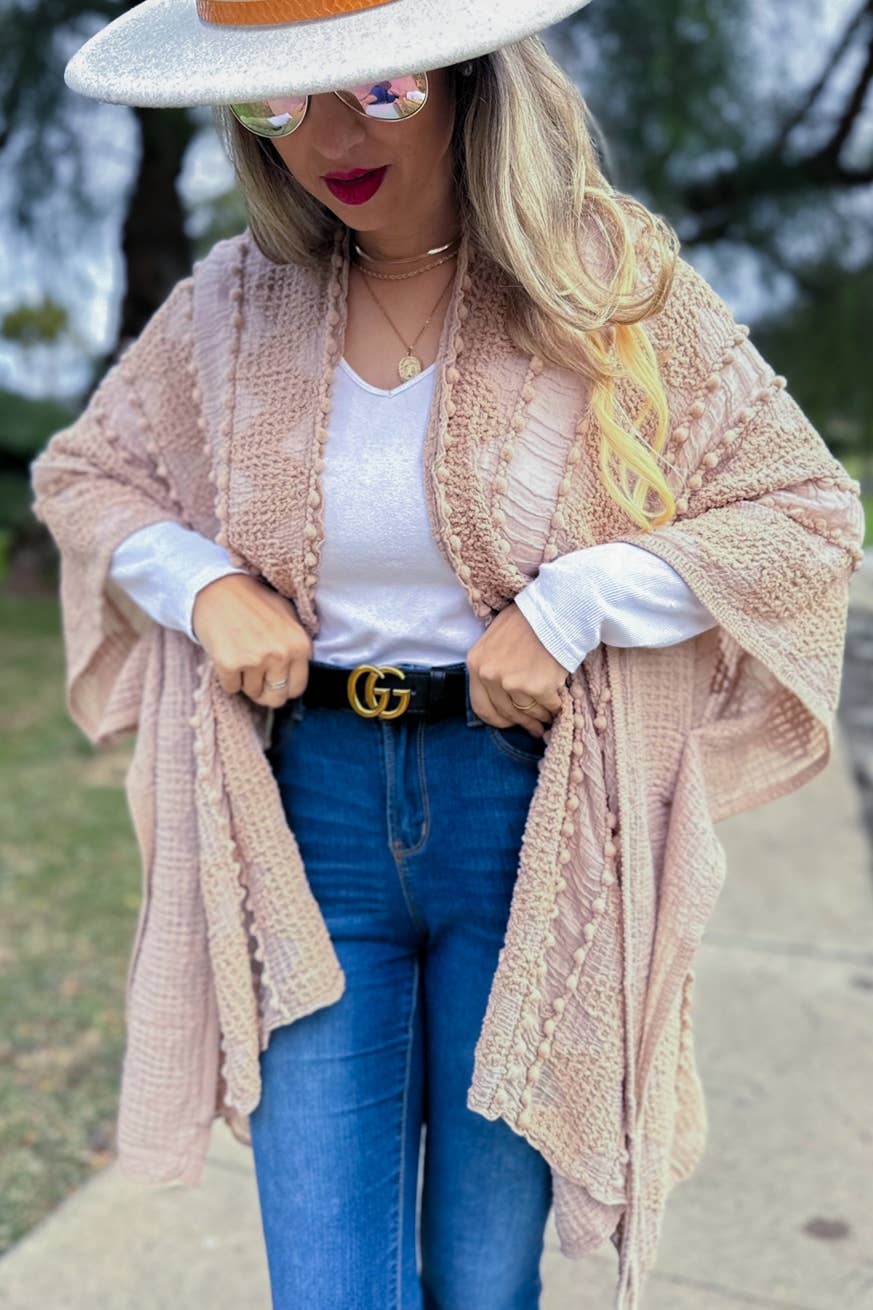 Textured Open Front Soft Kimono