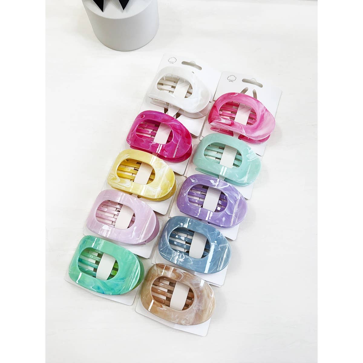 Marbled Flat Hair Claw Clips