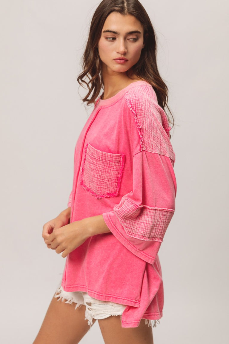 CUT EDGE WASHED JERSEY TOP