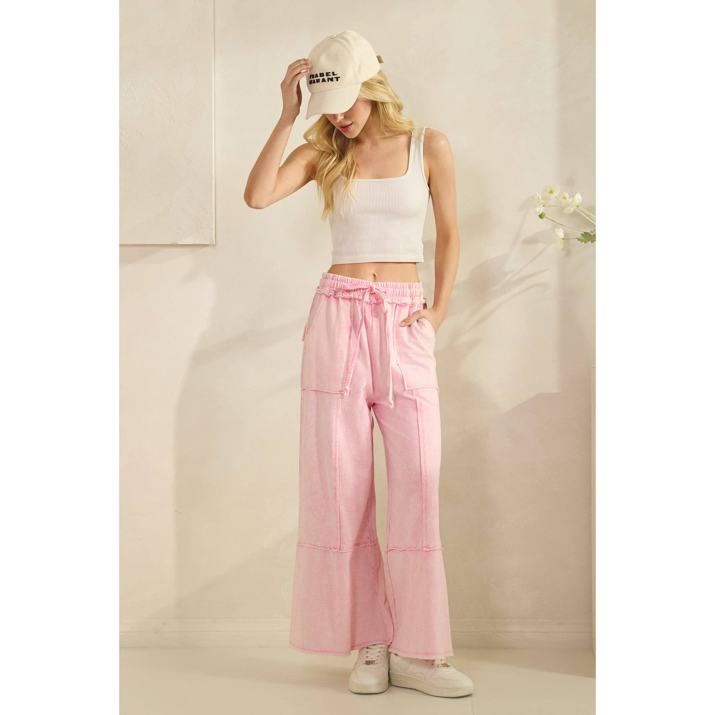 MINERAL WASHED TERRY KNIT PANTS