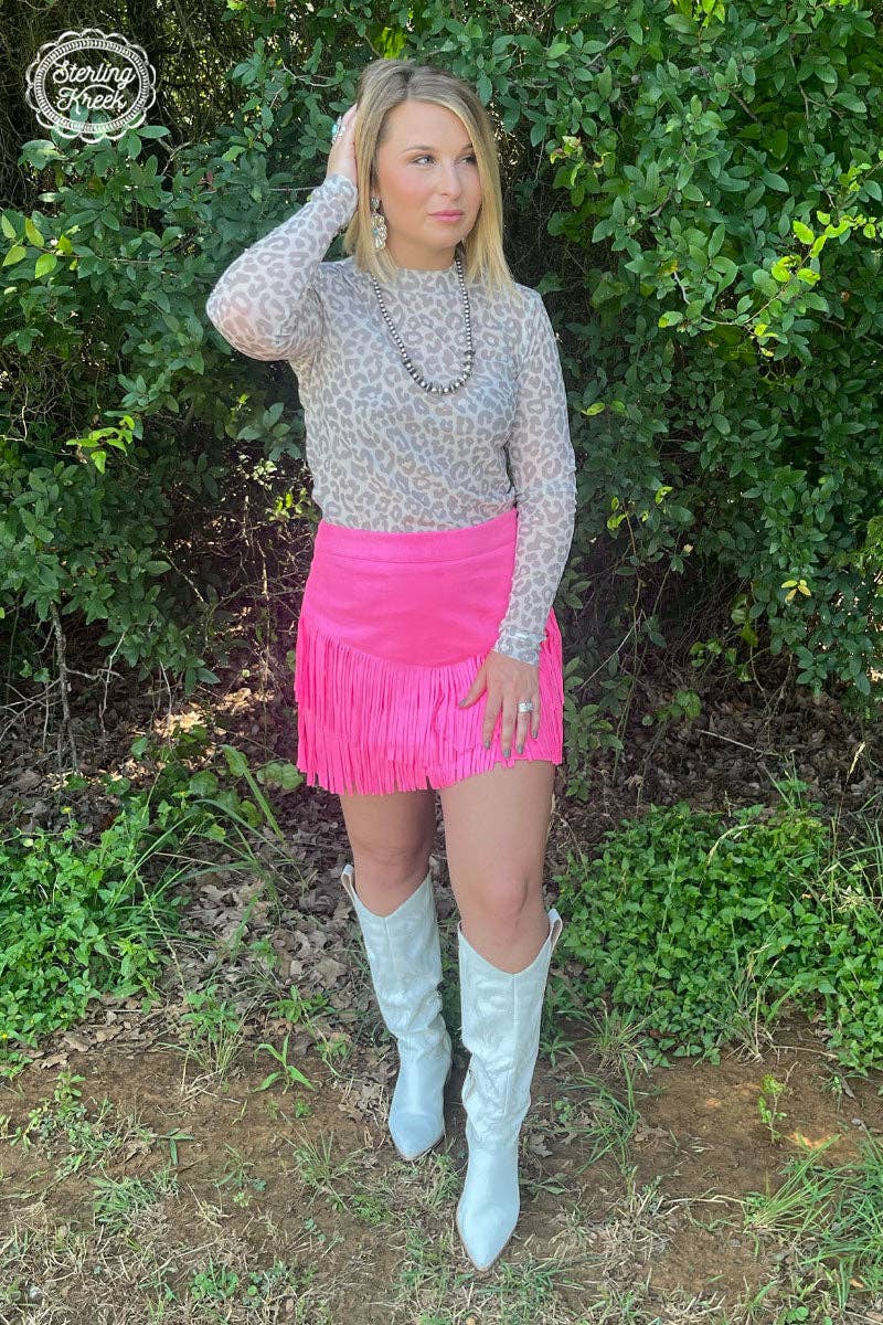 Fort Worth Fringe Skirt, Pink