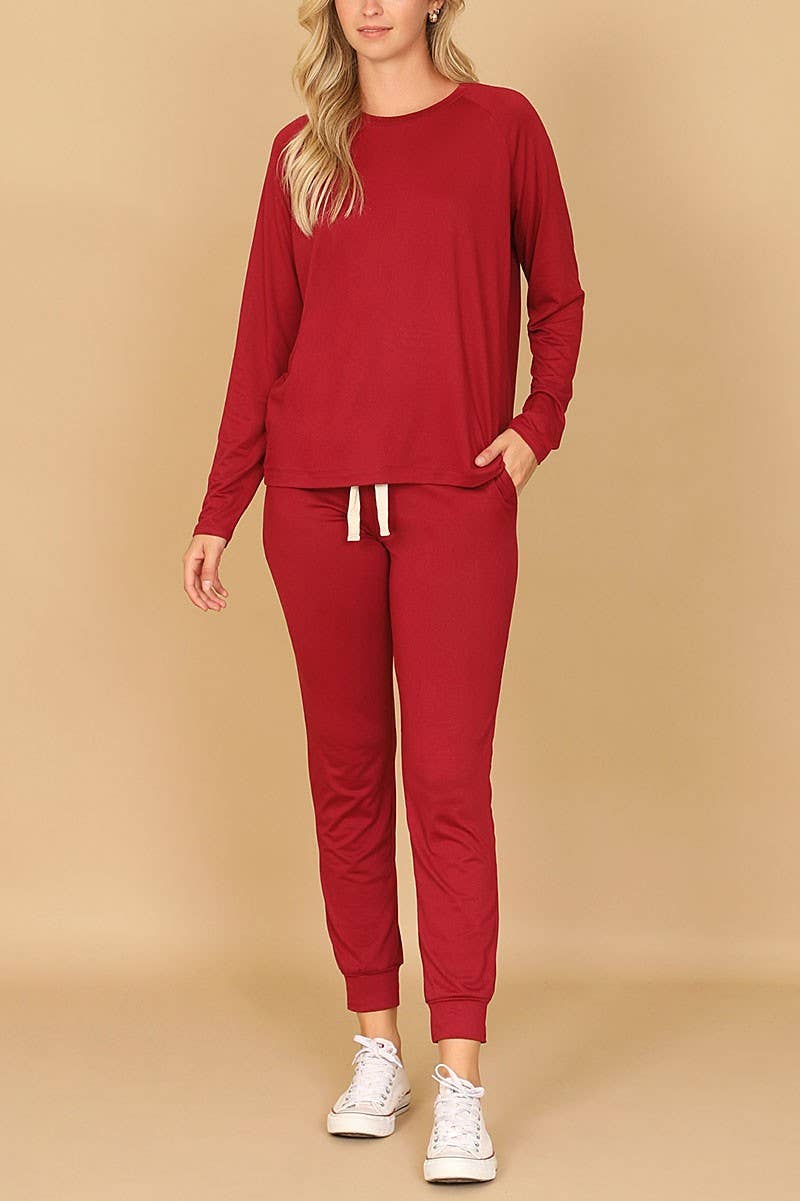 LONG SLEEVE TOP AND JOGGERS SET WITH SELF TIE