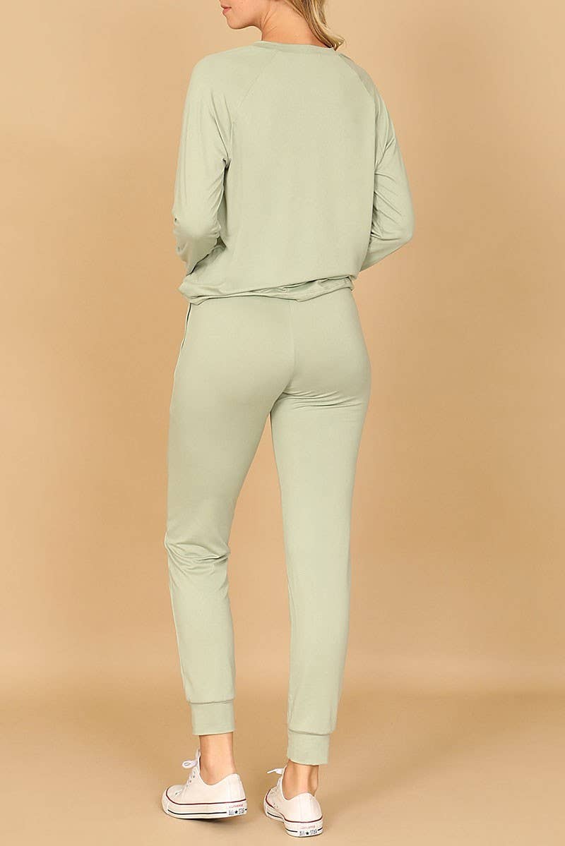 LONG SLEEVE TOP AND JOGGERS SET WITH SELF TIE