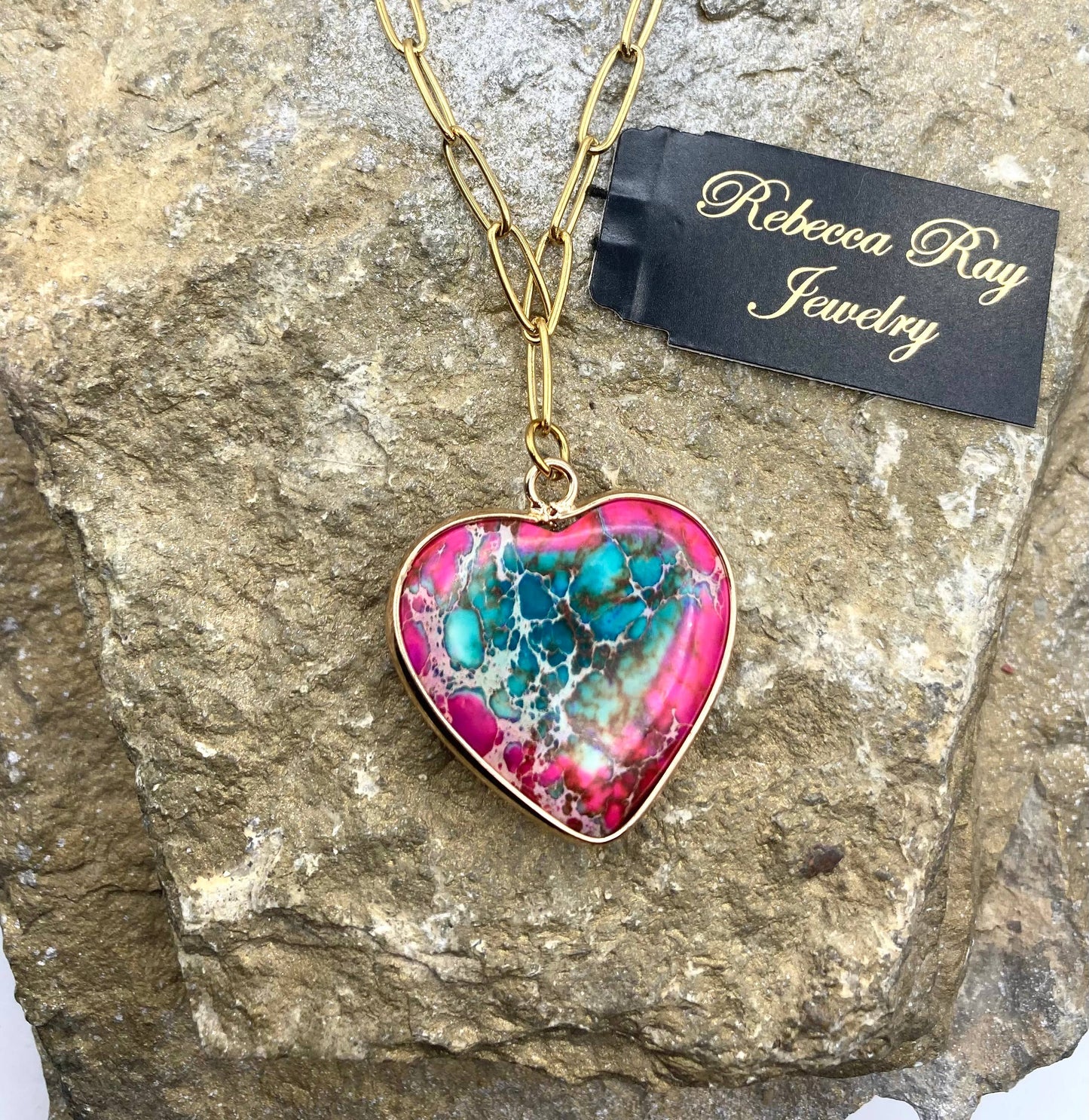 Multi colored Heart Charm Necklace