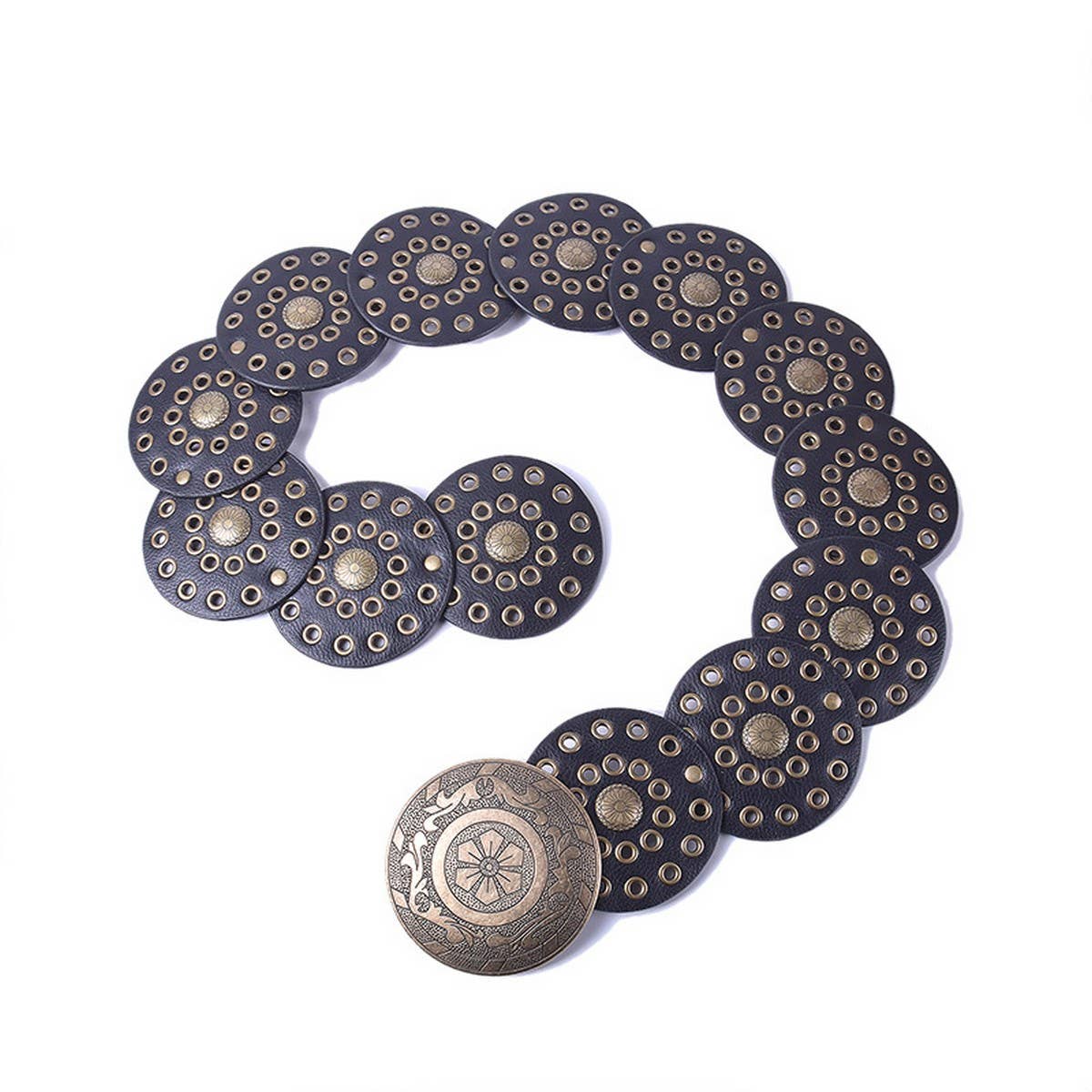 RETRO FASHION RIVET EYELET DISC BELT