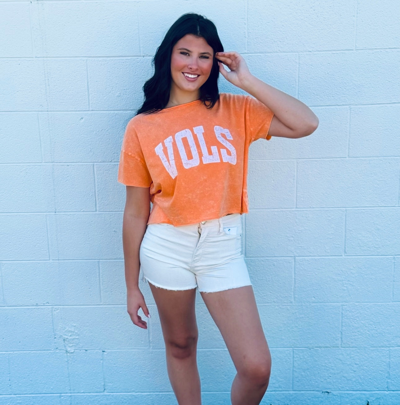 Acid Washed Distressed VOLS Crop