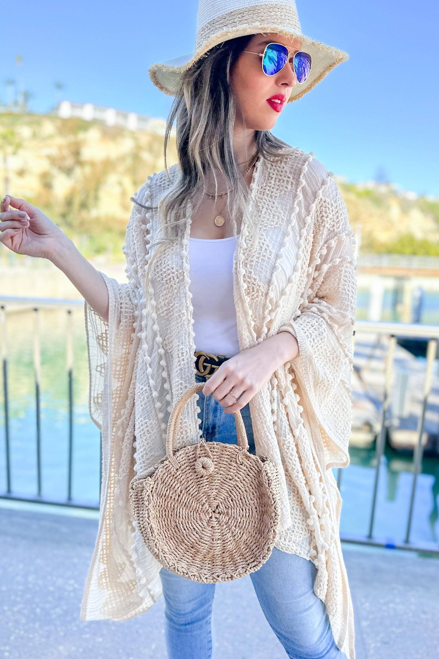 Textured Open Front Soft Kimono