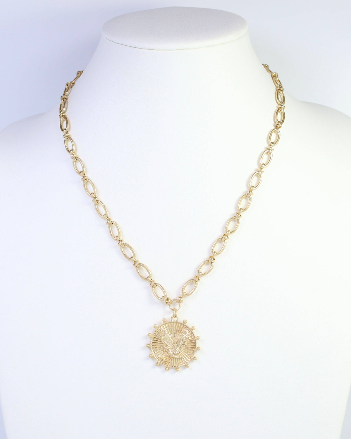 Carmen Coin Necklace Eagle Worn Gold