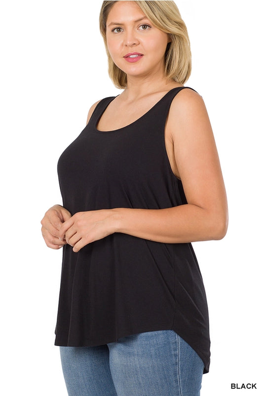 Plus Size Sleeveless Round Neck Round Hem Top