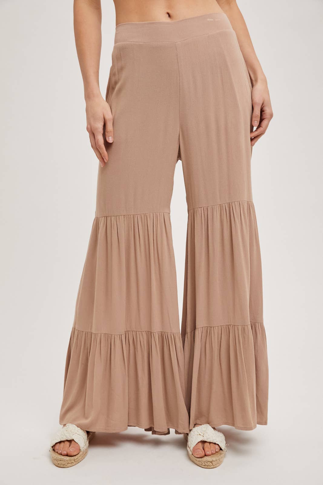 TIERED WIDE LEG PANTS NO LINING