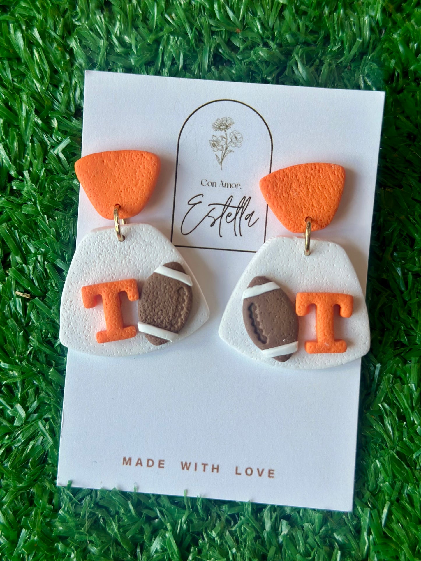 Power T Football Clay Earrings