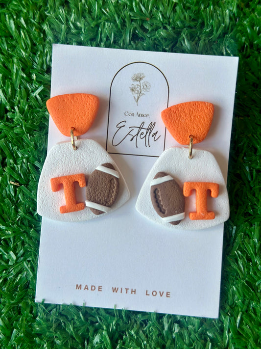 Power T Football Clay Earrings