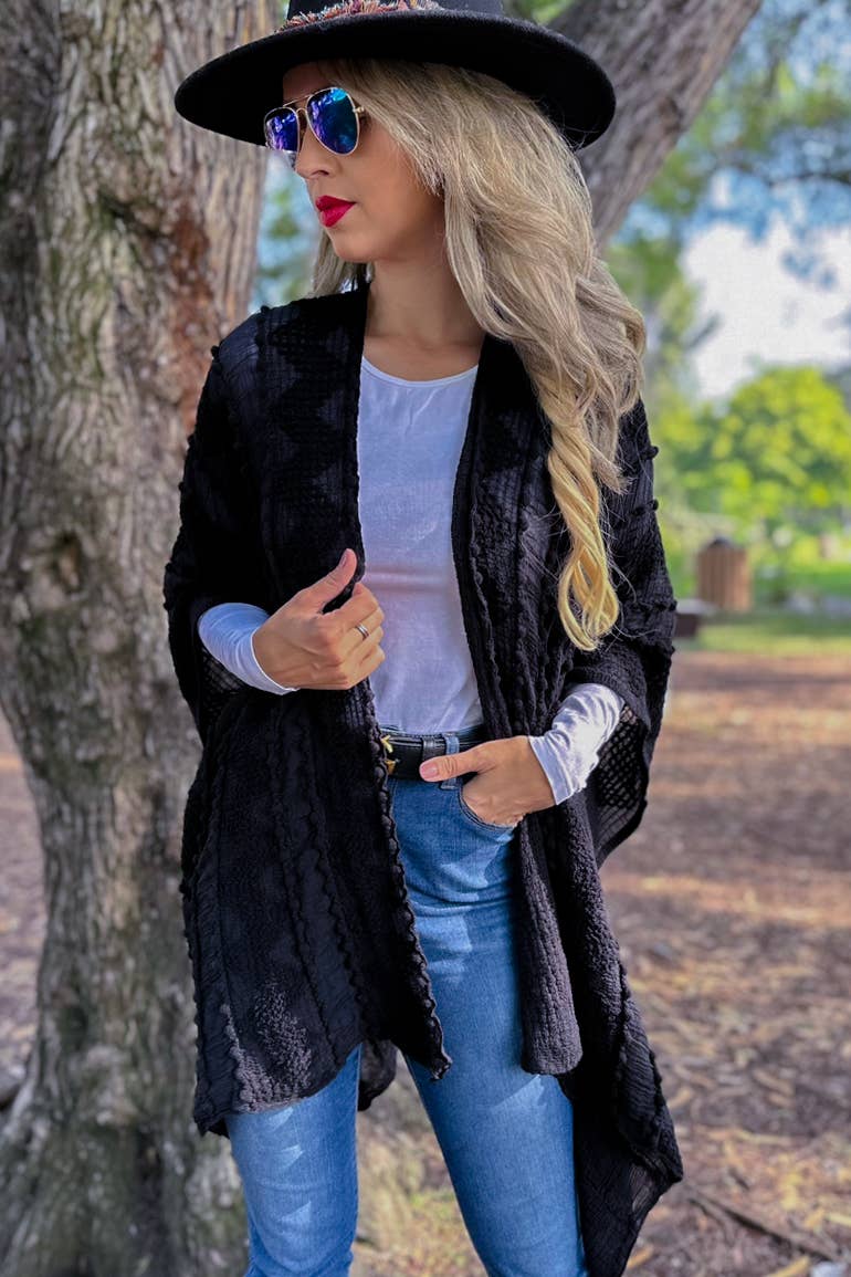 Textured Open Front Soft Kimono