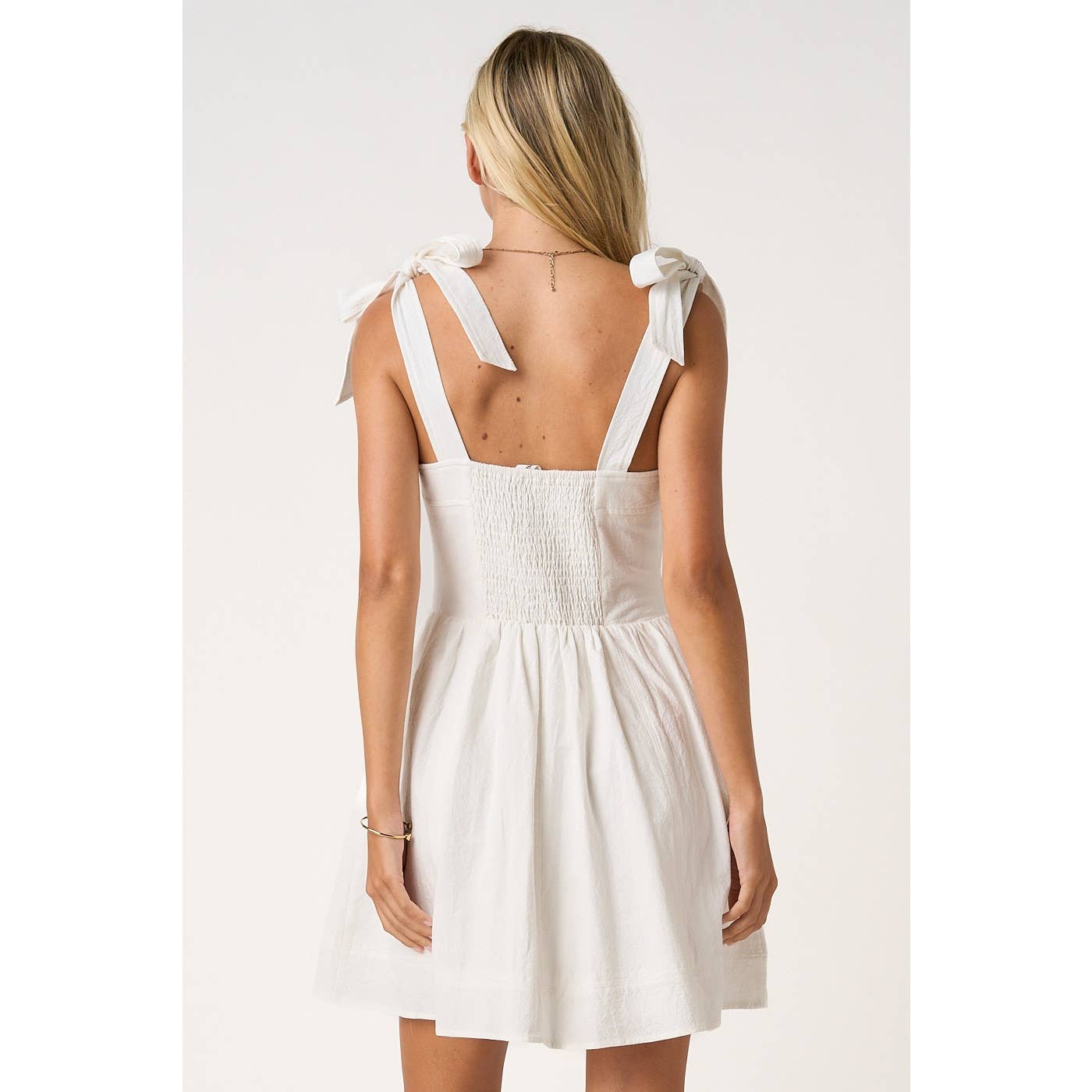 GAME DAY CONTRAST STITCH TIE SHOULDER MINI DRESS