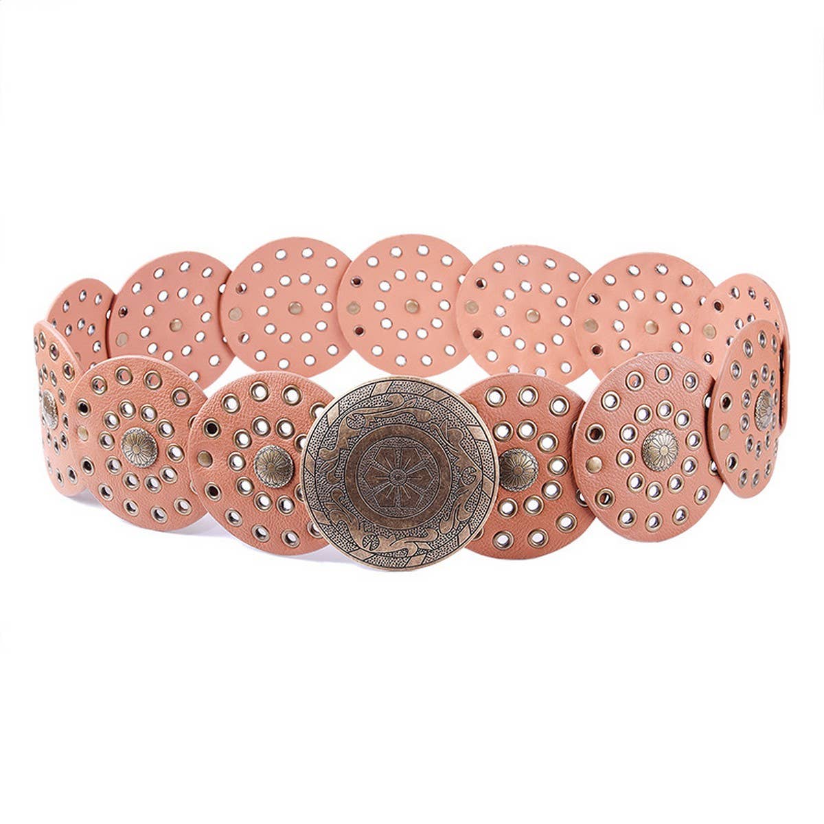 RETRO FASHION RIVET EYELET DISC BELT