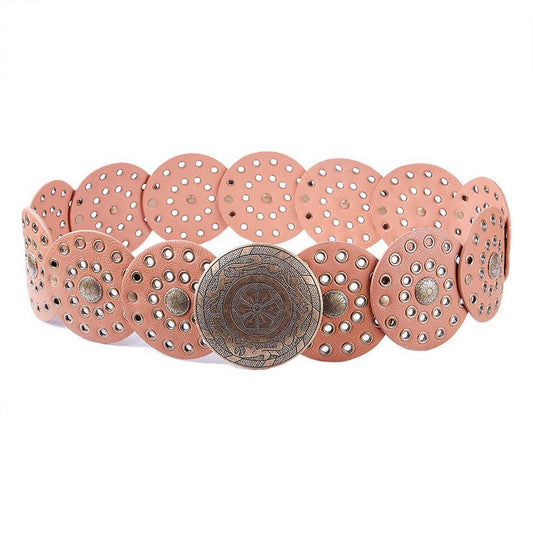 RETRO FASHION RIVET EYELET DISC BELT