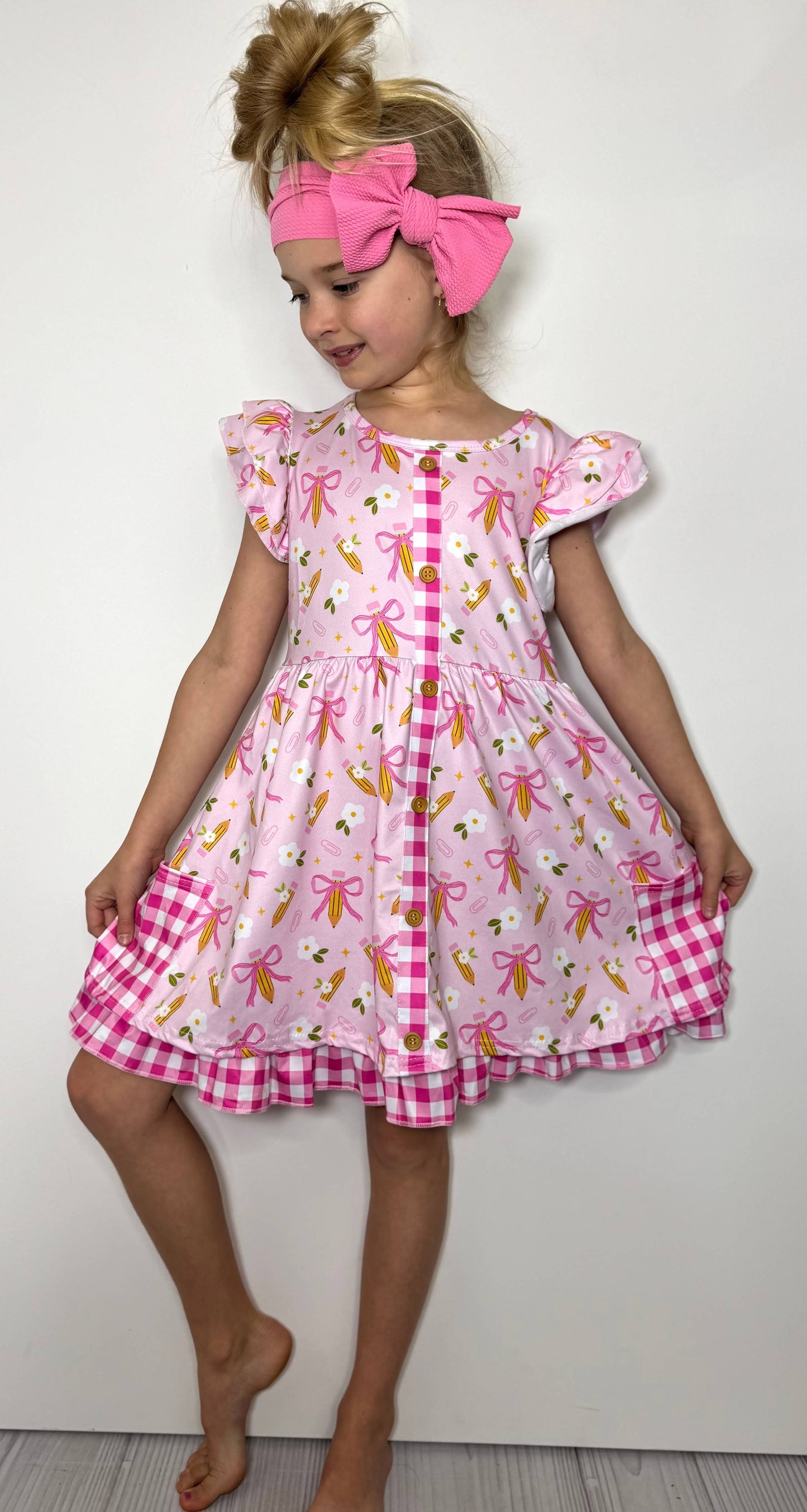 Pink Coquette Pencil Girls Dress