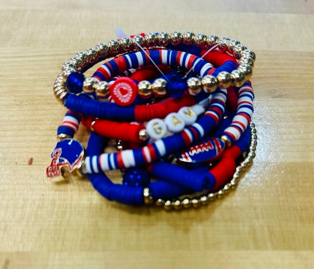 Red/Navy Gameday Bracelet Stack