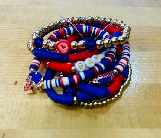 Red/Navy Gameday Bracelet Stack