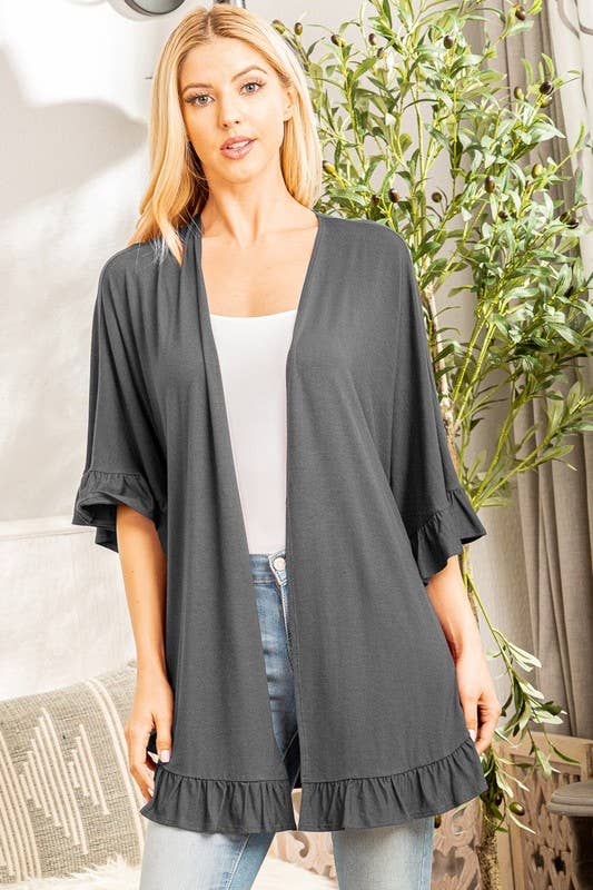 SOLID OPEN CARDIGAN
