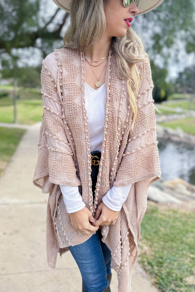 Textured Open Front Soft Kimono