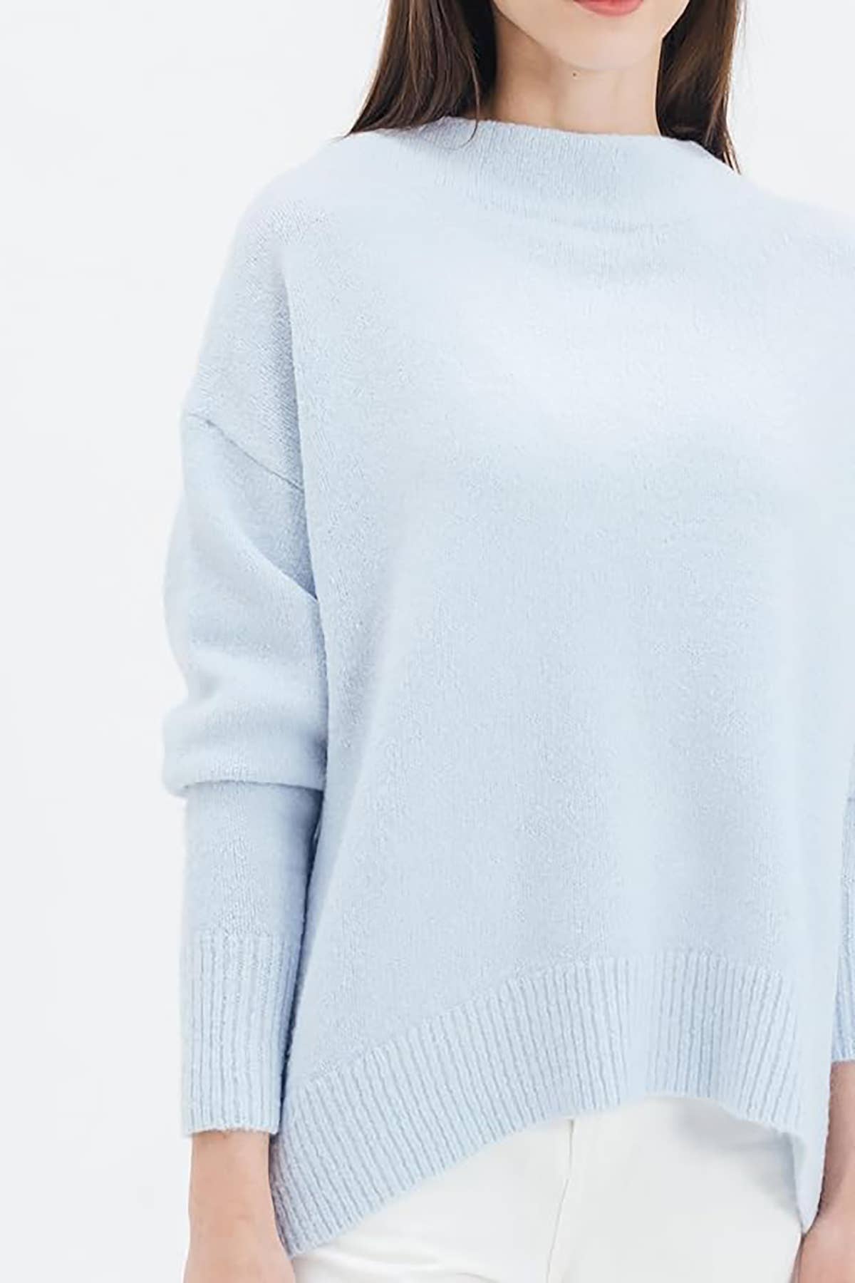 MOCK NECK COZY KNIT SWEATER