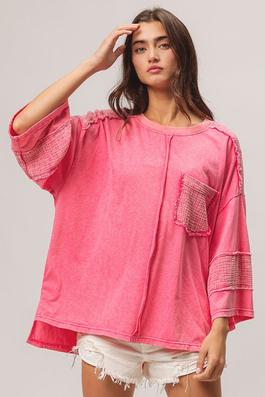 CUT EDGE WASHED JERSEY TOP