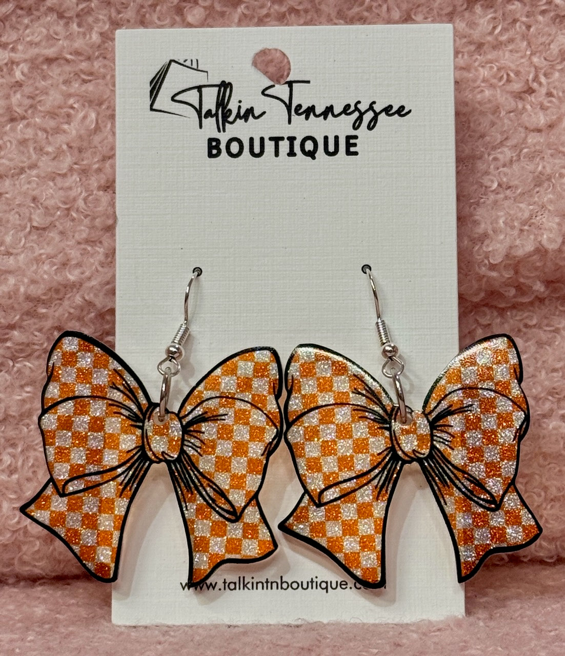 Checkered Bow Earrings