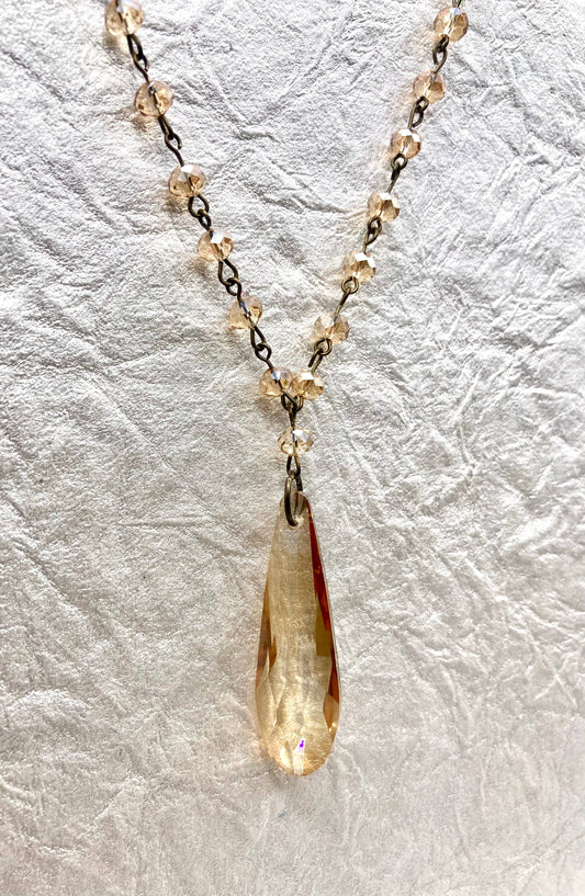 Boho Crystal Topaz Beaded Statement Necklace