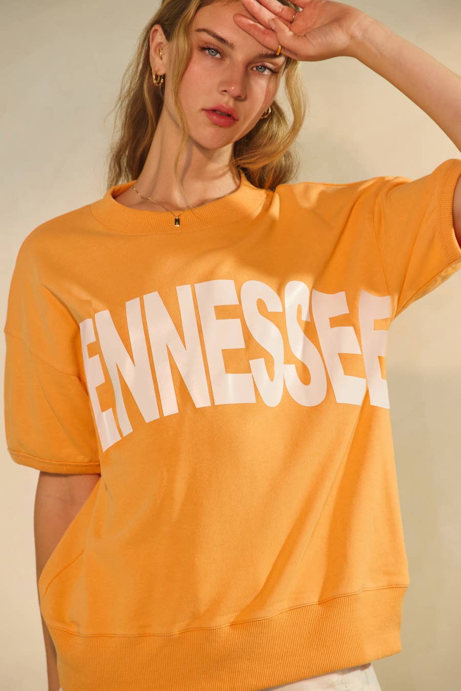 Acid Washed Short Sleeve Sweatshirt