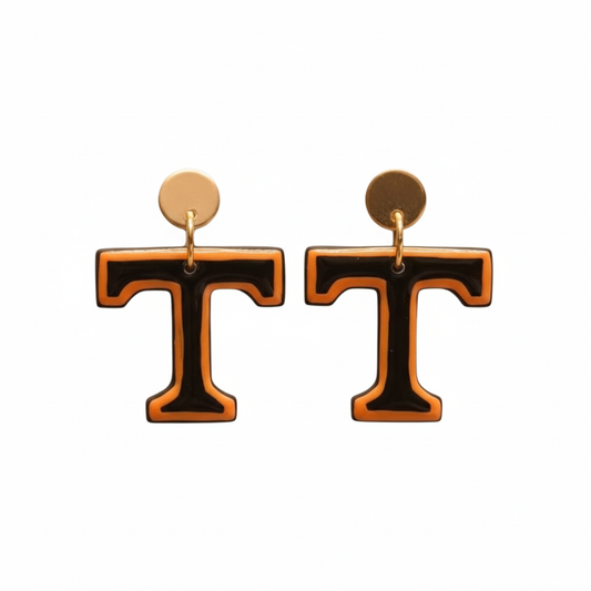 Power T | Black & Orange | Gameday Drop Earrings
