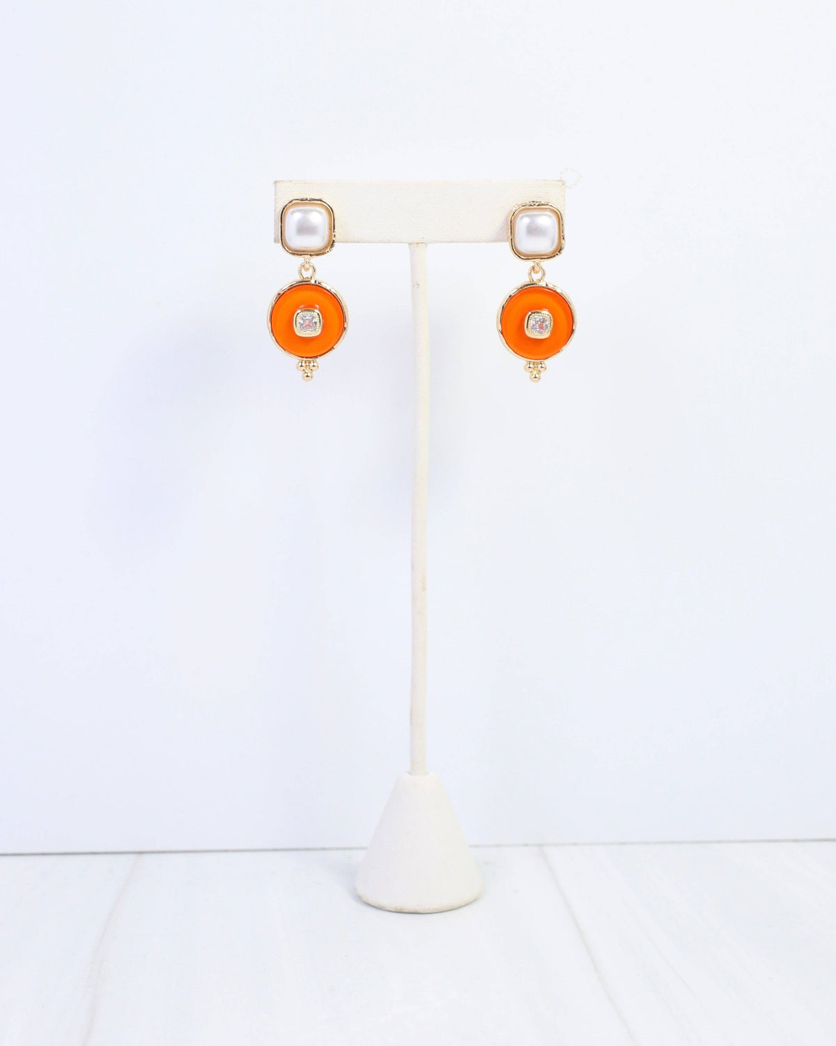 Lismore Pearl Circle Drop Earring Orange
