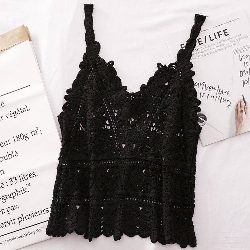 Women's Sleeveless Layering Crochet Lace Tank Top Vest