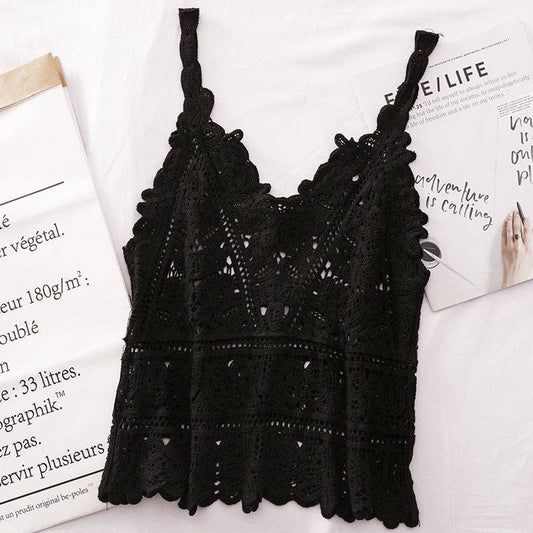 Women's Sleeveless Layering Crochet Lace Tank Top Vest