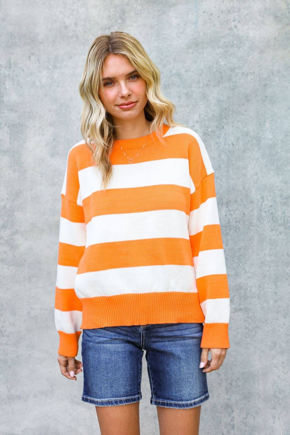 Game Day Stripe Long Sleeve Sweater