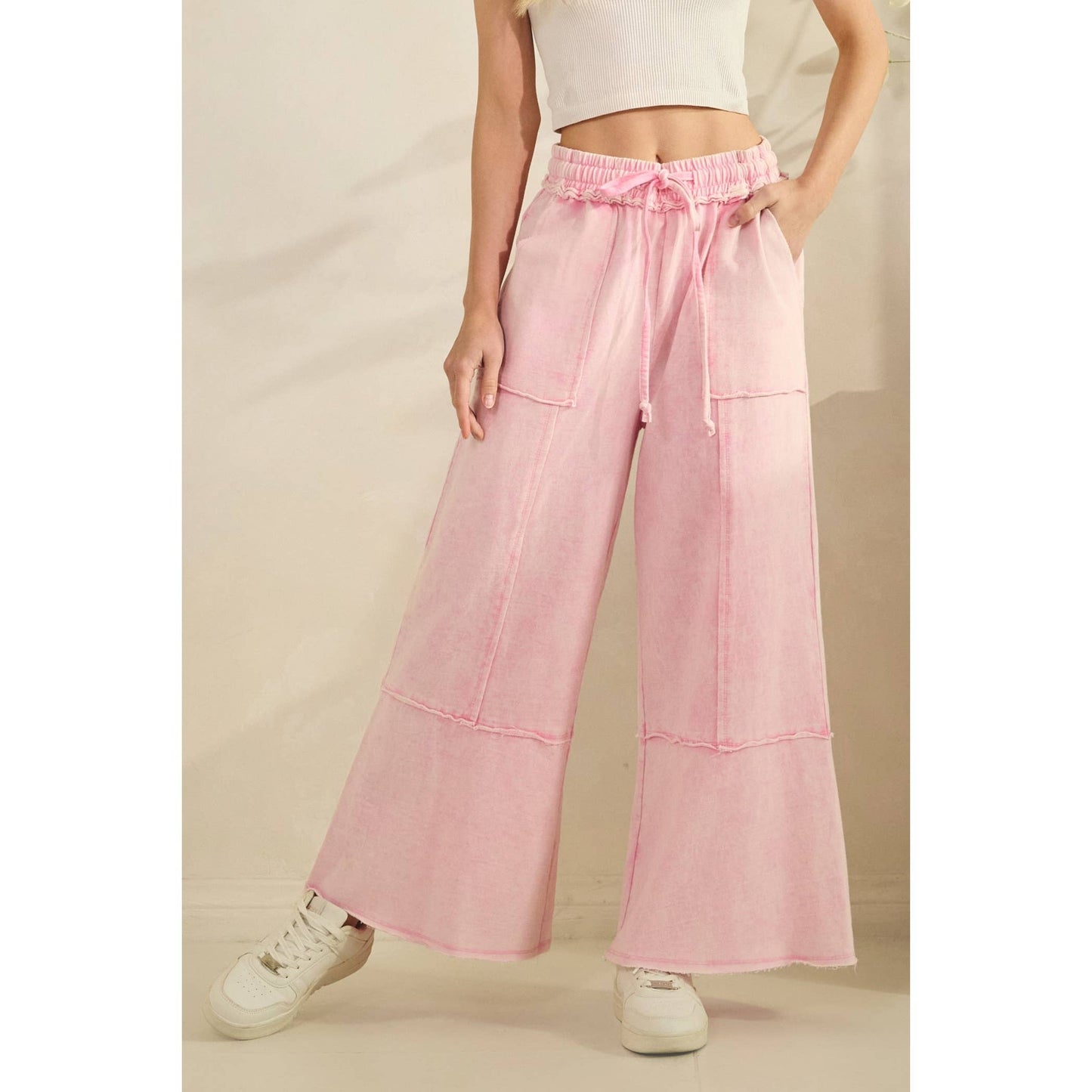 MINERAL WASHED TERRY KNIT PANTS