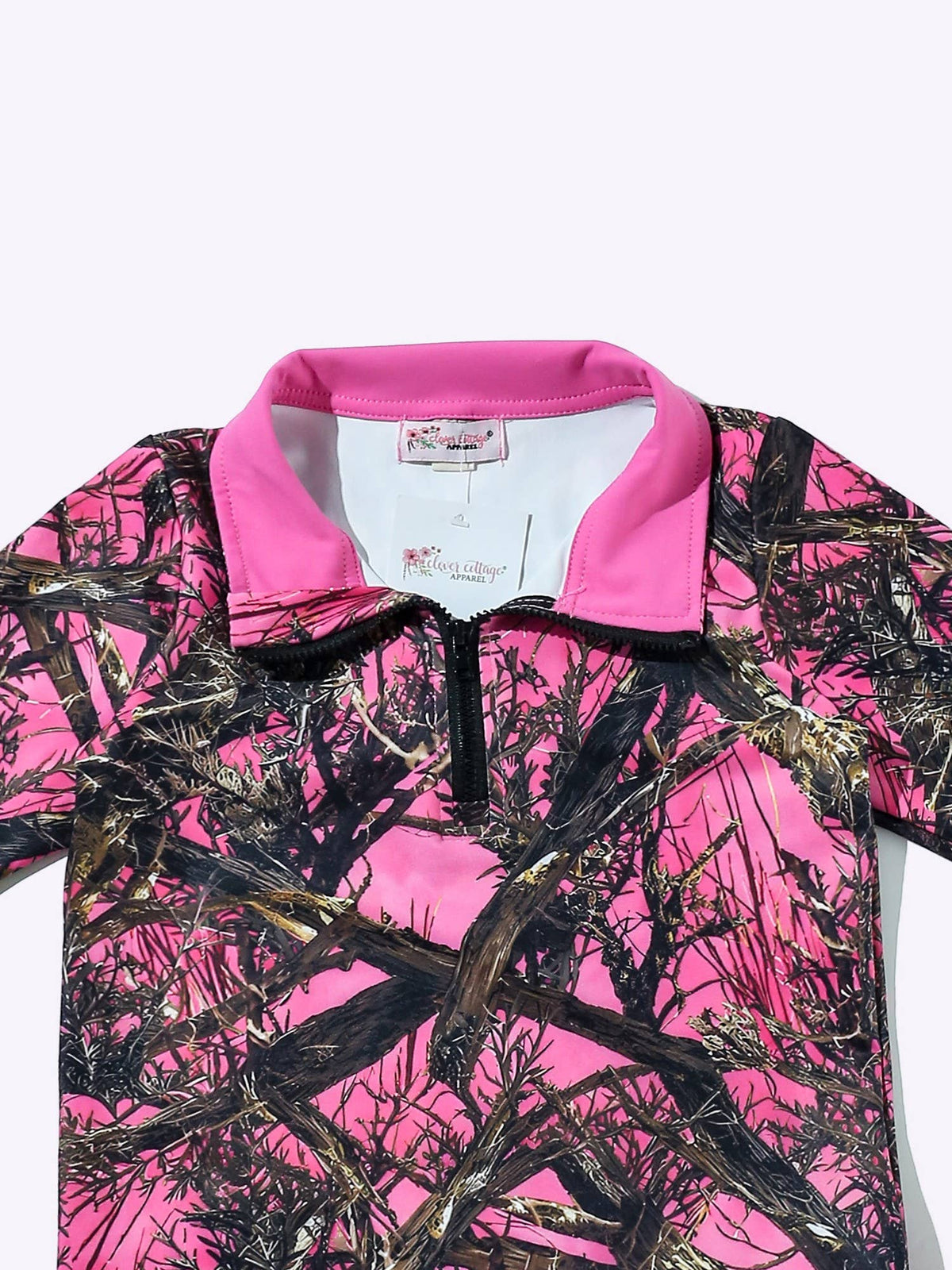 Pink Tree Camo Girls Quarter Zip Skort Set