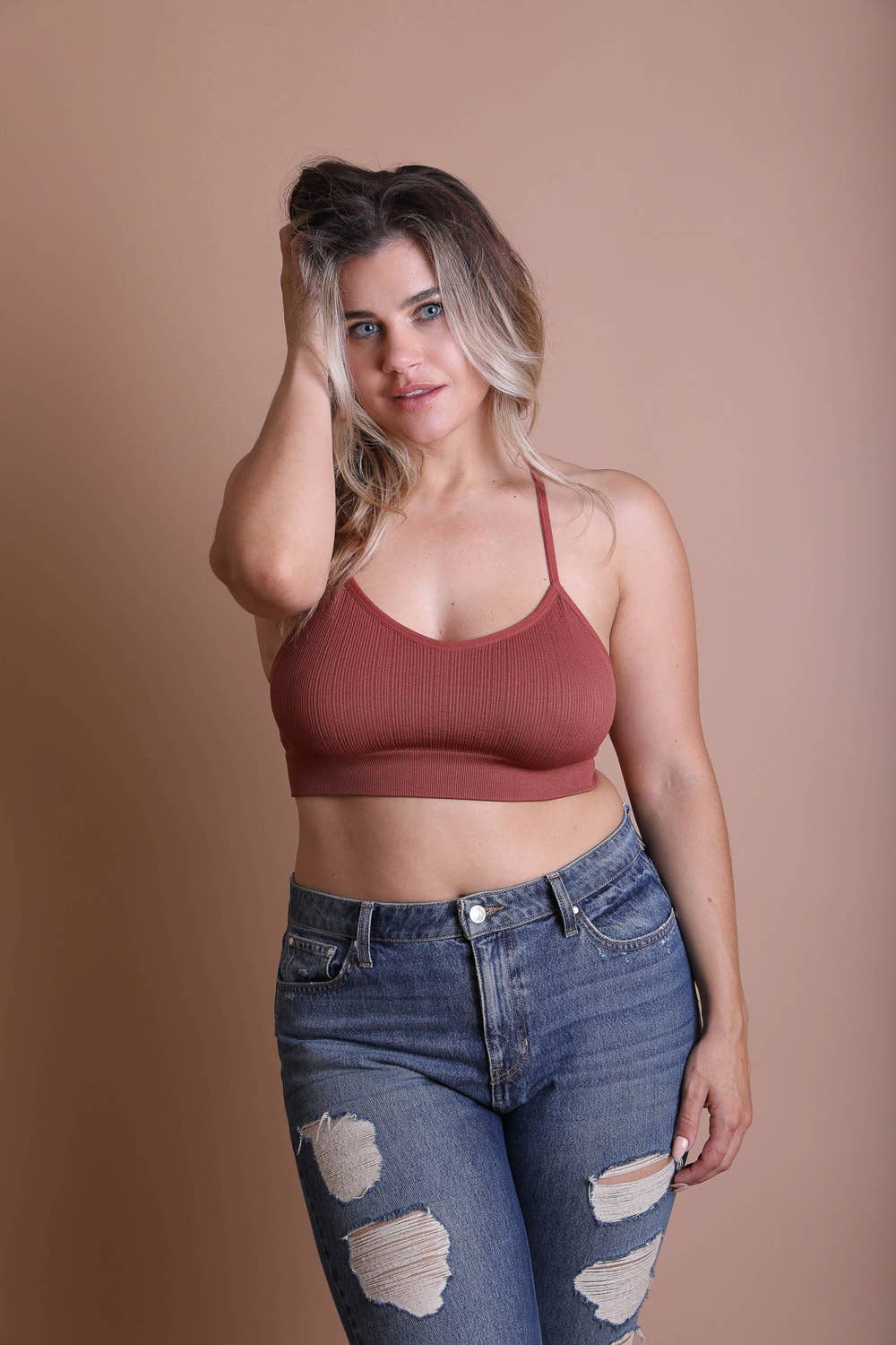 Plus Size Tattoo Mesh Racerback Bralette