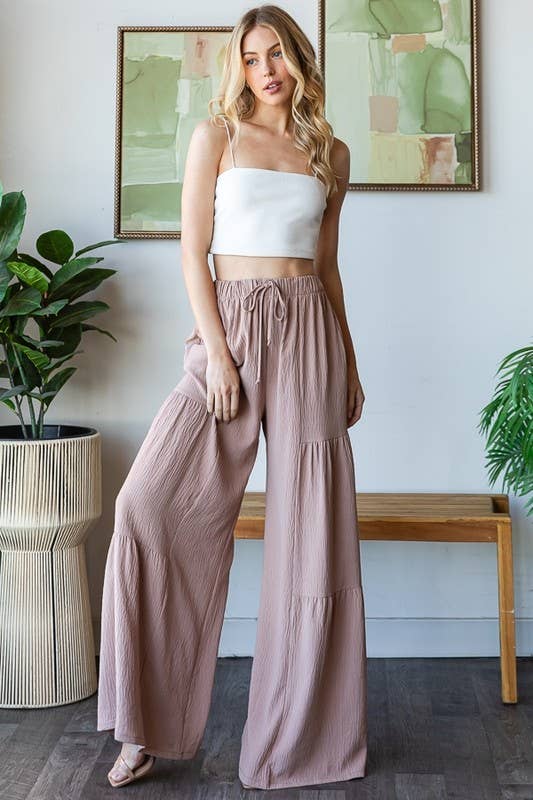 OVER WIDE LEG SOLID PANTS