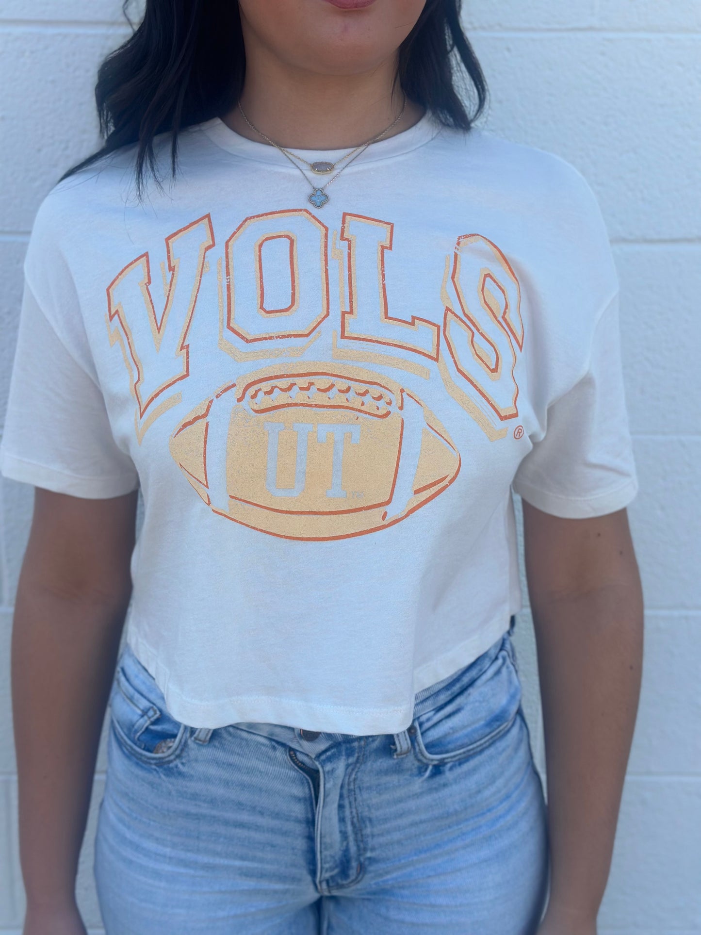 Tennessee Vols Wonka Football Off White Cropped Tee